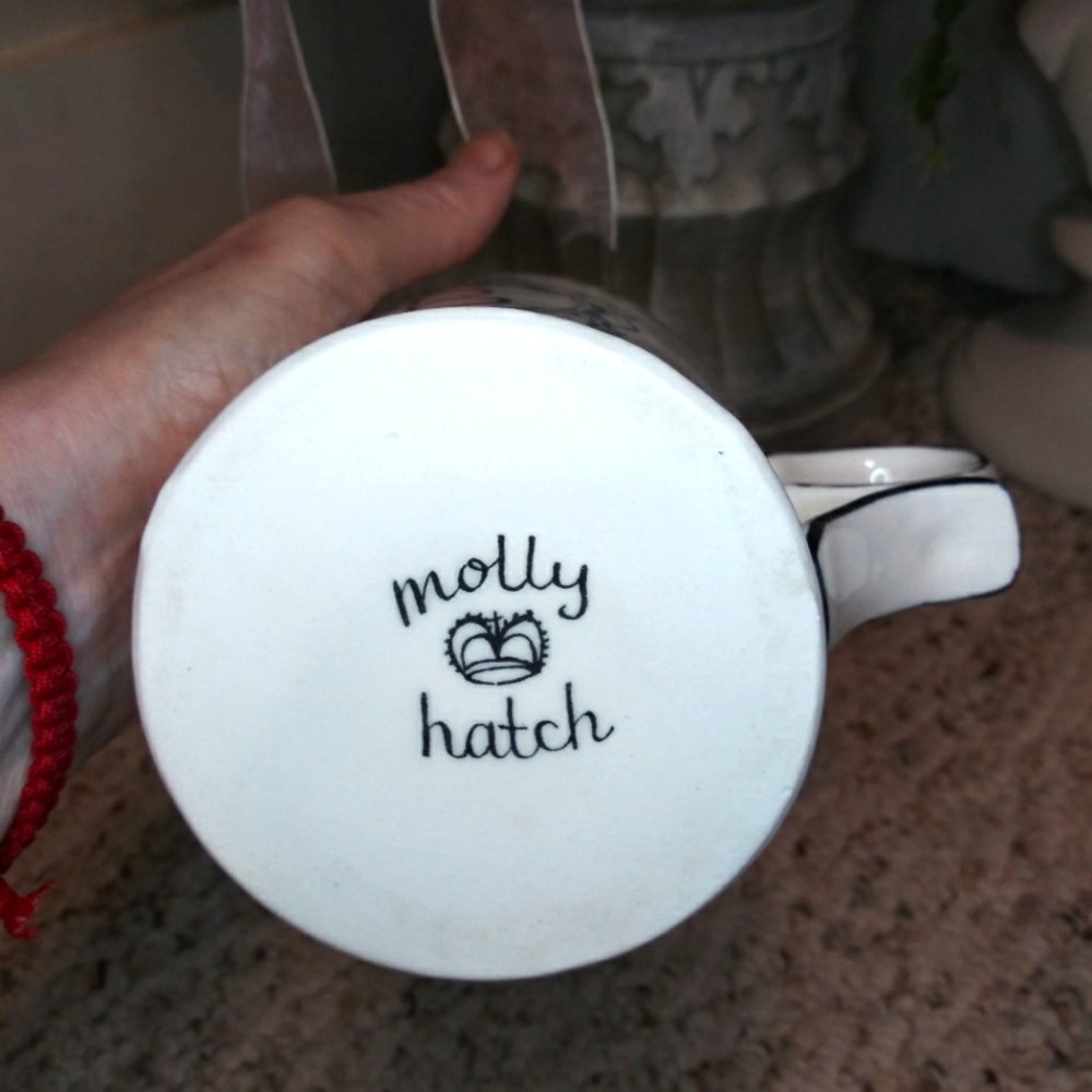 Anthropologie Molly Hatch Shield "B" Initial & Lime Stripe Coffee Mug - Picture 5 of 6